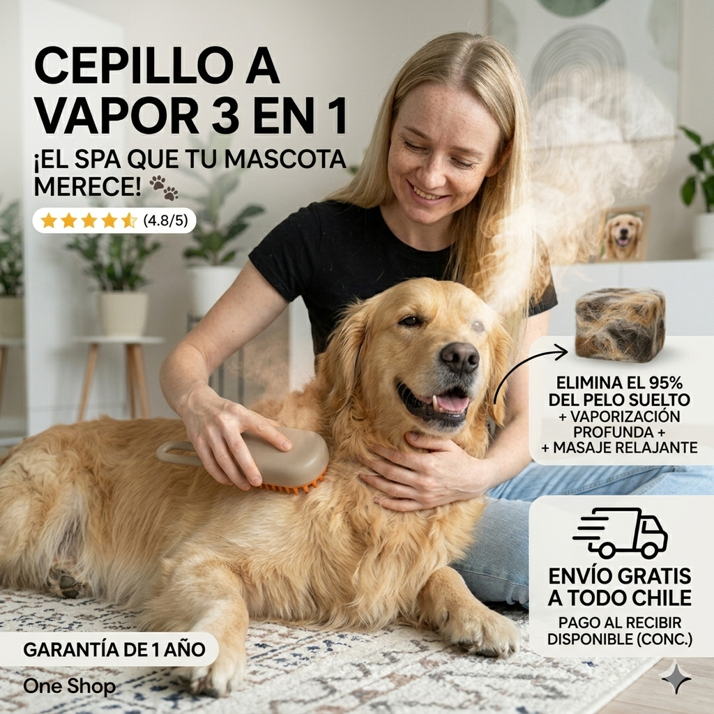 Cepillo de vapor 3 en 1 para mascotas