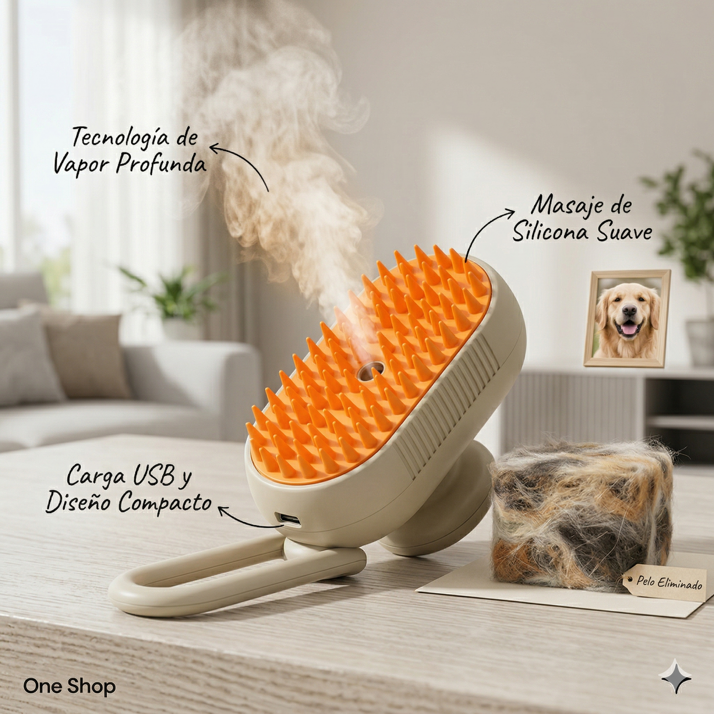 Cepillo de vapor 3 en 1 para mascotas